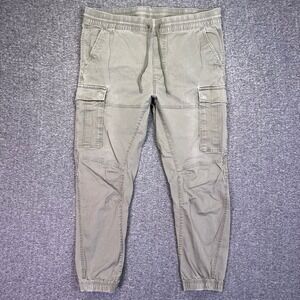 H&M Cargo‎ Jogger Pants Mens XL Olive Green Slim Fit Casual Utility Hiking 38x27